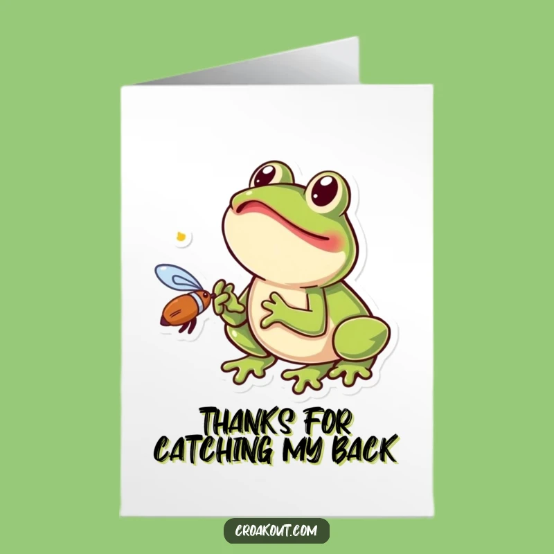 Free Printable Thank You Card: Frog Catches Fly - Funny Downloadable Gift