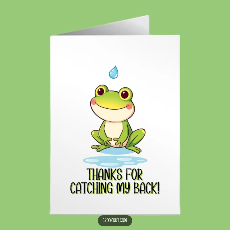 Free Printable Thank You Card: Goofy Frog Raindrop - Humor Print at Home Gift