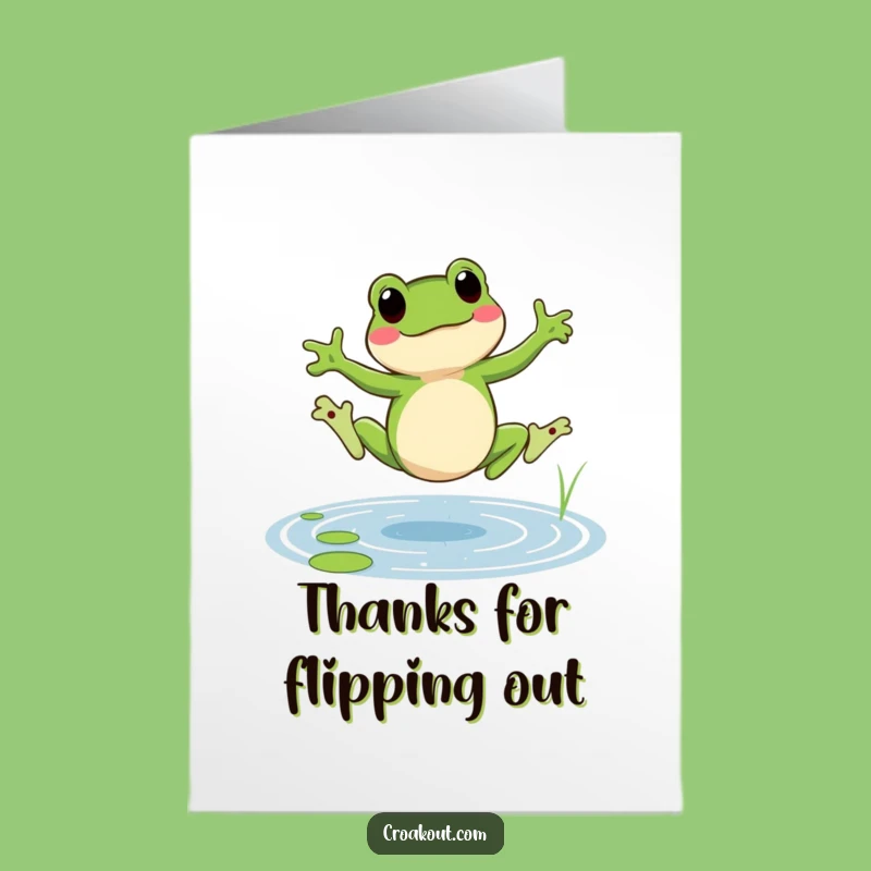Free Printable Thank You Card: Frog Cartwheel - Funny Downloadable Gift