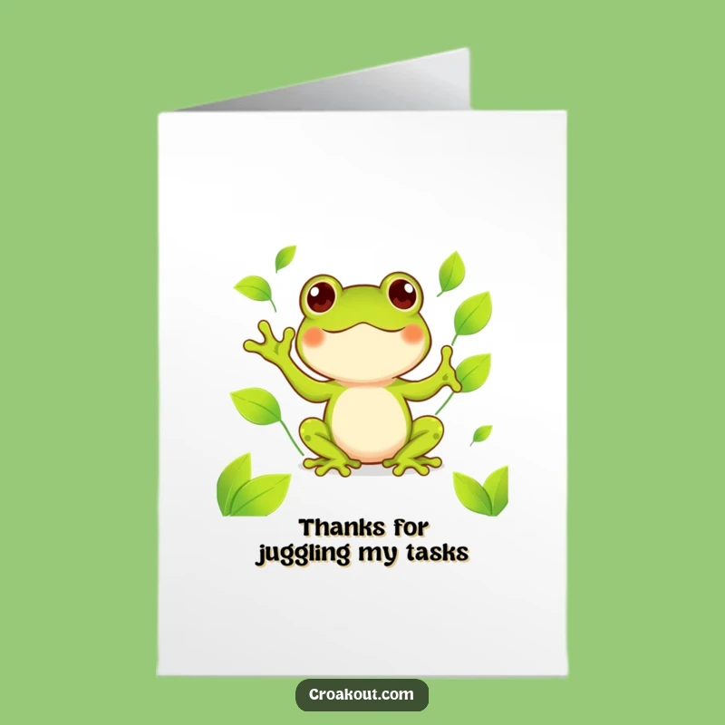 Free Printable Thank You Card: Kawaii Frog Juggling - Funny Downloadable Gift