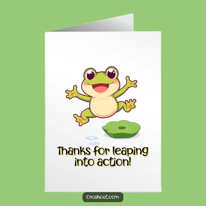 Free Printable Thank You Card: Happy Frog Jumping, Funny Downloadable Gift for Appreciation