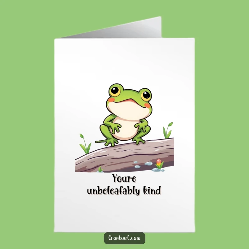 Thank You Card: Free Printable Kawaii Frog Log Struggle - Funny & Sweet!