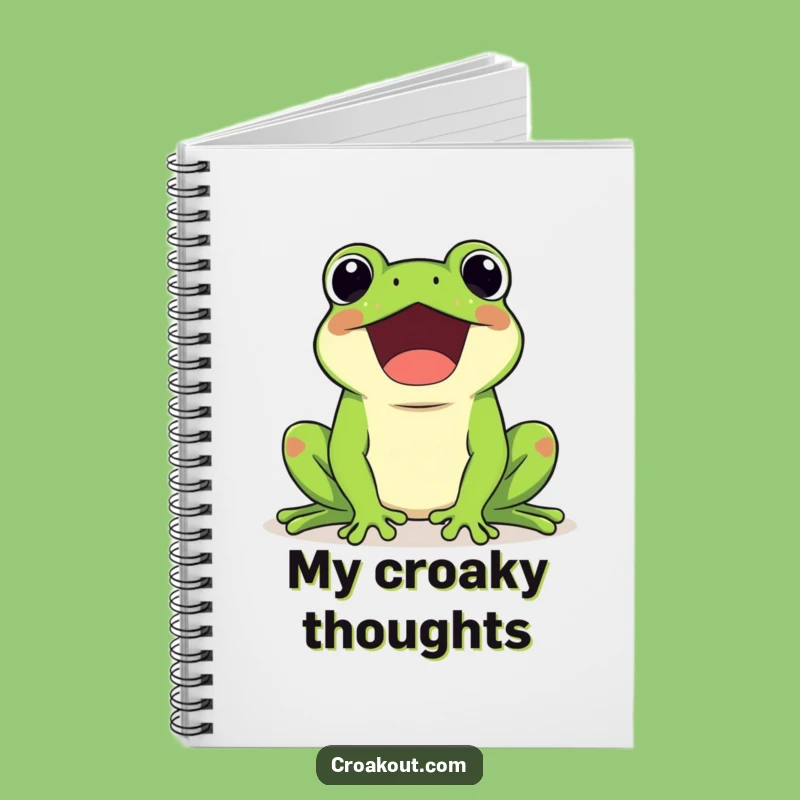 Funny Kawaii Frog Croaking Loudly Notebook - Jot Down Happy Tunes