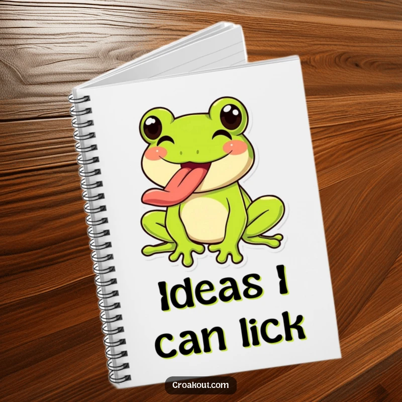 Funny Frog Notebook: A happy frog character exuberantly sticking out its long tongue, perfect for writing and doodling playfully.