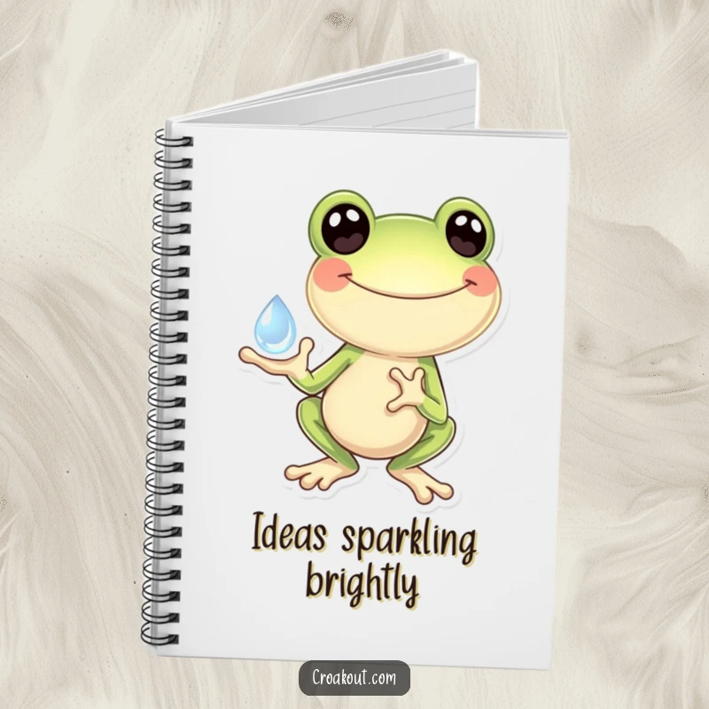 Funny Frog Notebook: A notebook with a cover design of a frog gleefully holding a sparkling dewdrop, perfect for capturing joyful thoughts.