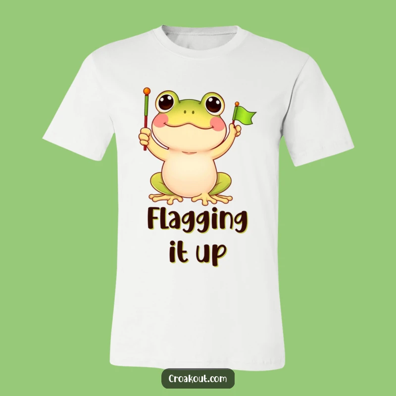 Funny Frog Flag Waving T-Shirt: Casual Humor and Amphibian Enthusiasm