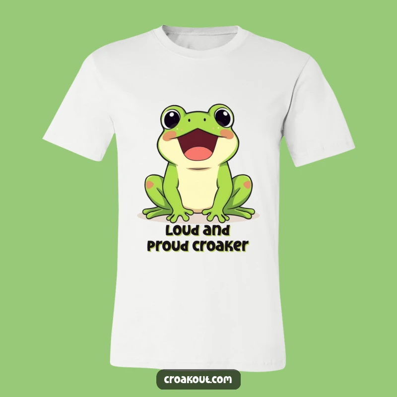 Funny Kawaii Frog Croaking Loudly T-Shirt - Expressive Amphibian Tee