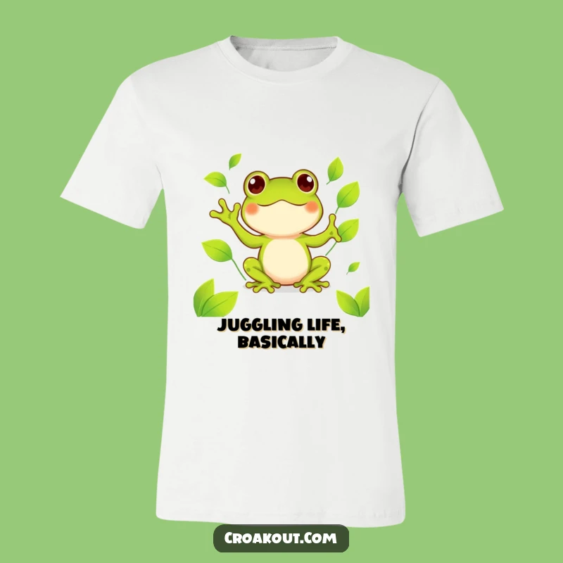 Funny Kawaii Frog Juggling T-Shirt: Happy Amphibian Tee for Playful Style