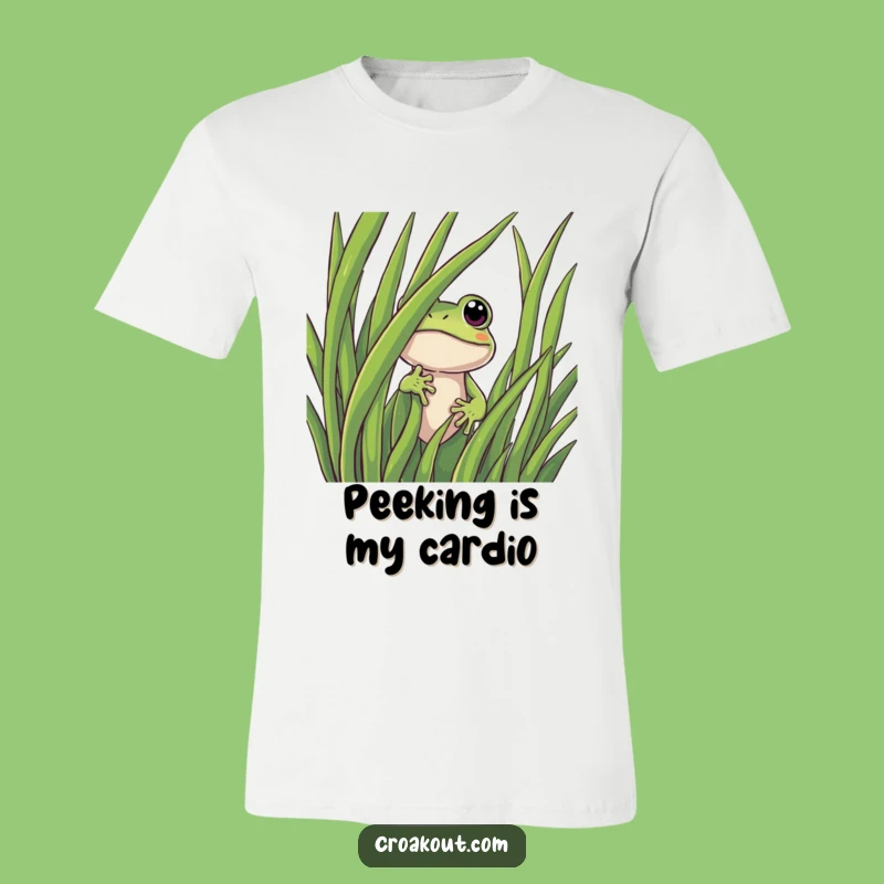 Funny Curious Frog T-Shirt: Playful Amphibian Hidden Grass, Hilarious Gift Choice