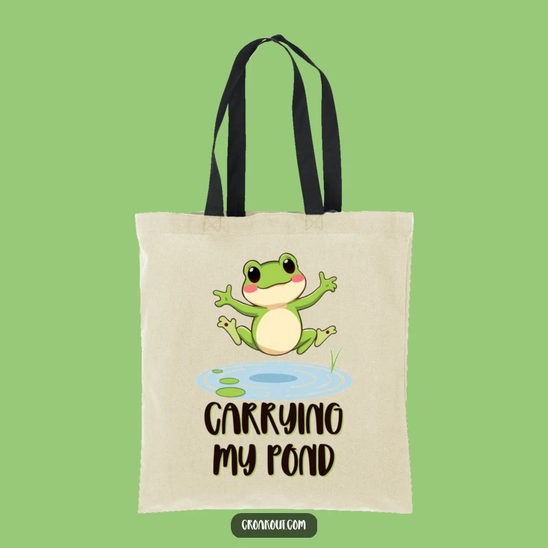Funny Cartwheeling Frog Tote Bag: Cheerful Amphibian Carry-All for Daily Fun