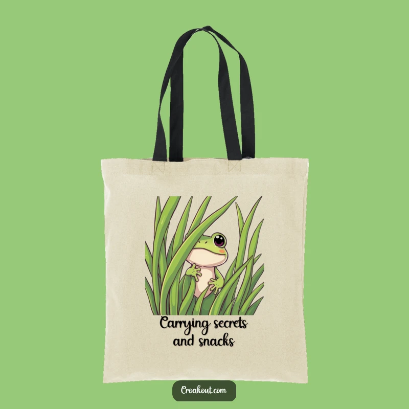 Funny Curious Frog Tote Bag: Charming Peeking Amphibian Accessory, Eco-Friendly Funny Gift