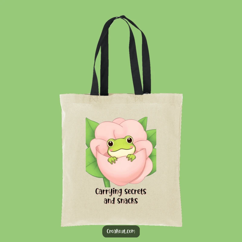 Funny Frog Flower Peek Tote Bag: Carry Your Essentials with Amphibian Charm, Great Funny Gift