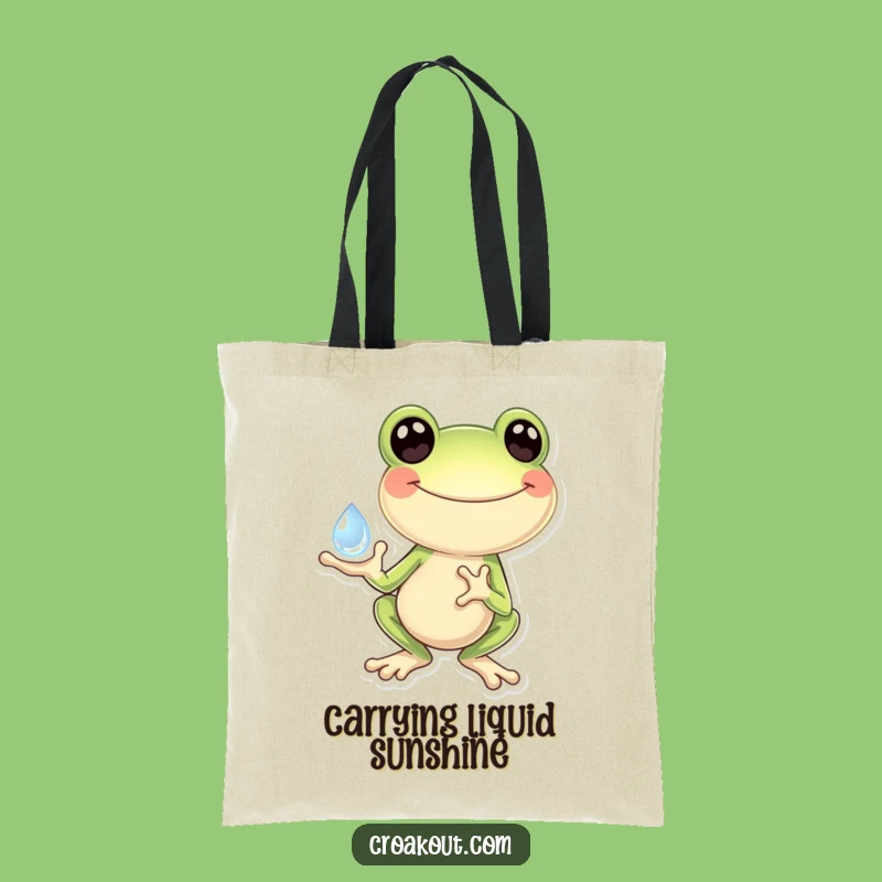 Funny Frog Dewdrop Tote Bag: Carry Your Treasures with Amphibian Joy, Great Funny Gift