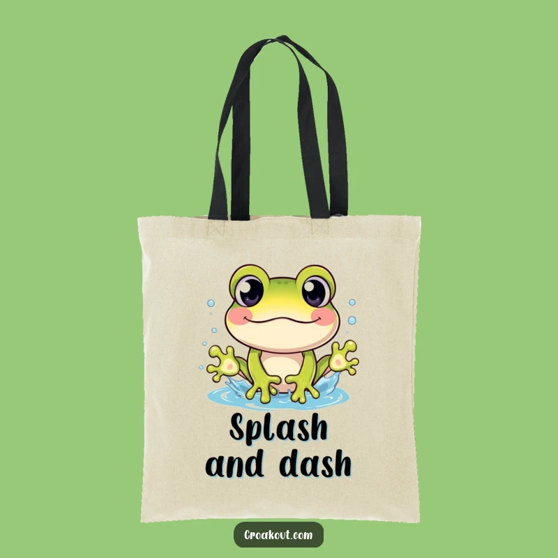 Funny Frog Splash Tote Bag: Cheerful Character's Wet Carryall