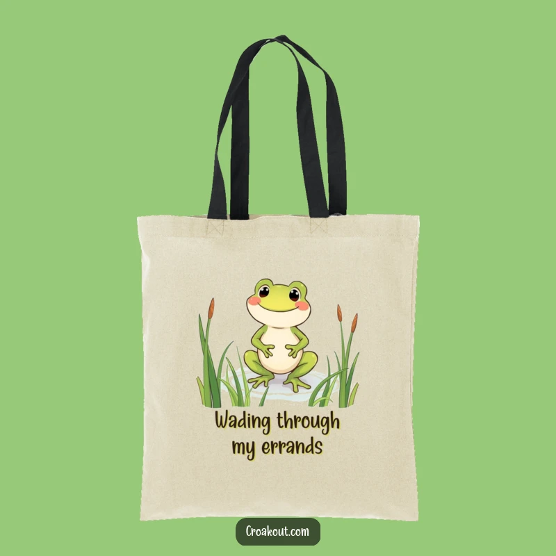 Funny Grinning Frog Tote Bag: Stylish Wading Amphibian Accessory, Practical Funny Gift