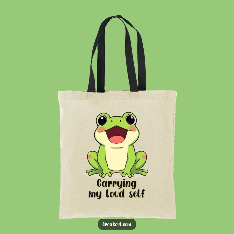 Funny Kawaii Frog Croaking Loudly Tote Bag - Your Cheerful Carryall