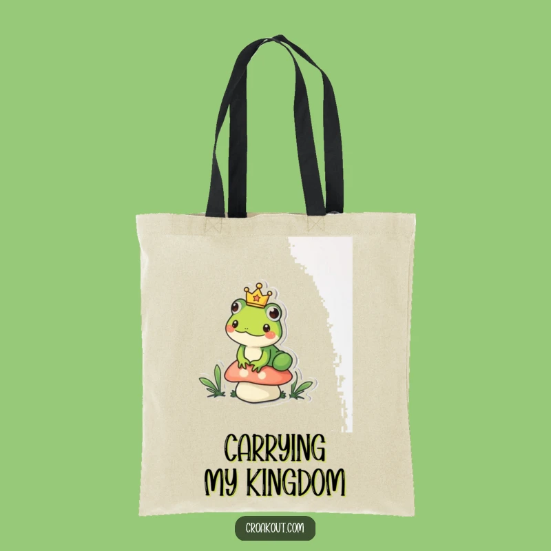 Funny King Frog Tote Bag: Royal Amphibian Carry-All for Humorous Errands