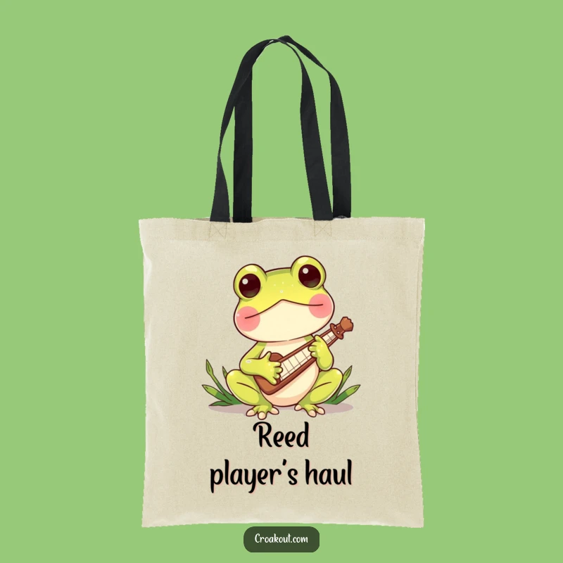 Funny Frog Music Tote Bag - Charming Reed Instrument Carryall